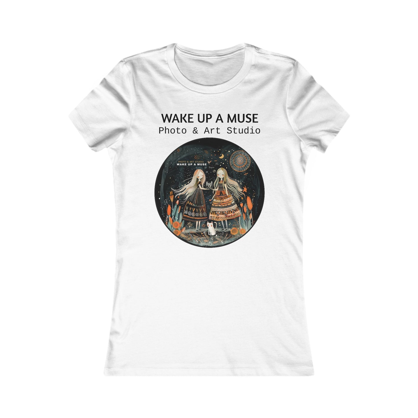 Women's "WAKE UP A MUSE" Slim Fit Colored White Tee