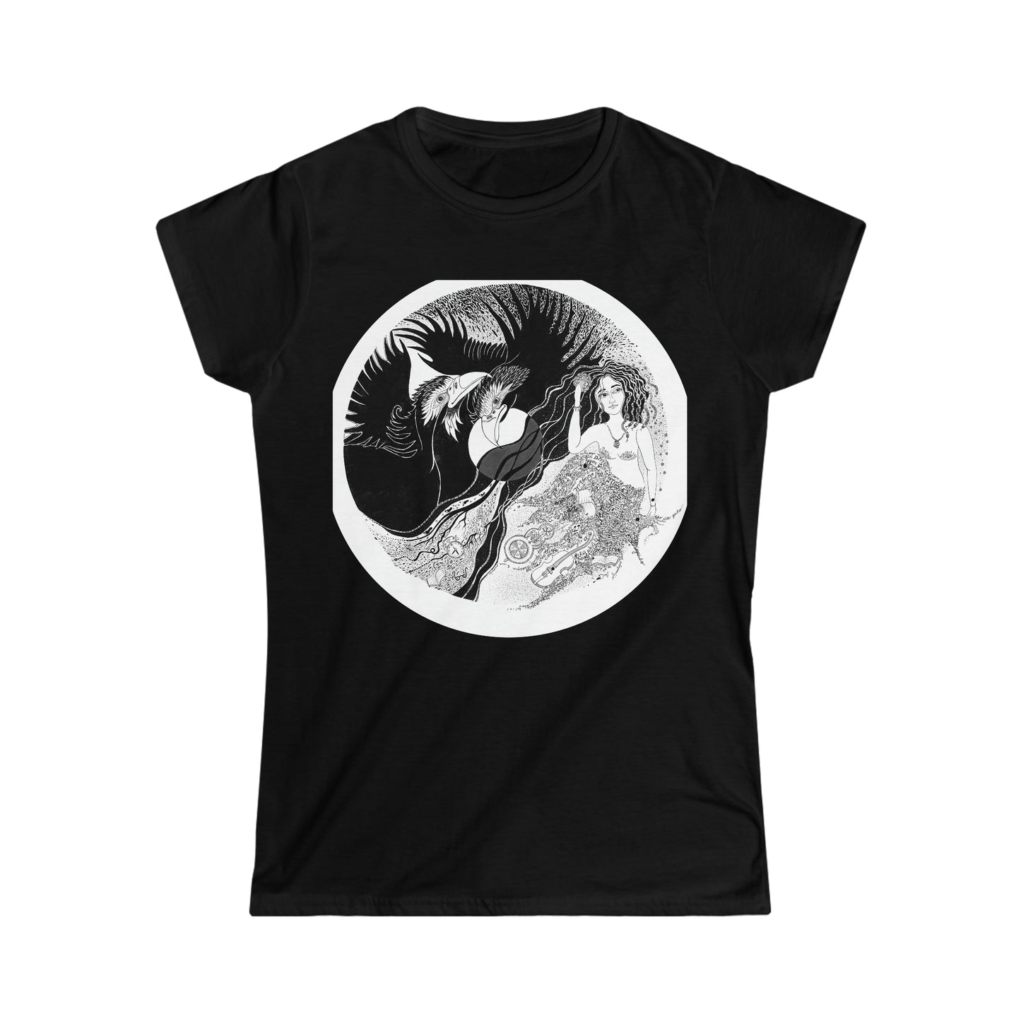 Art T Shirt (Magic Of Life) Semi Slim Fit White Black