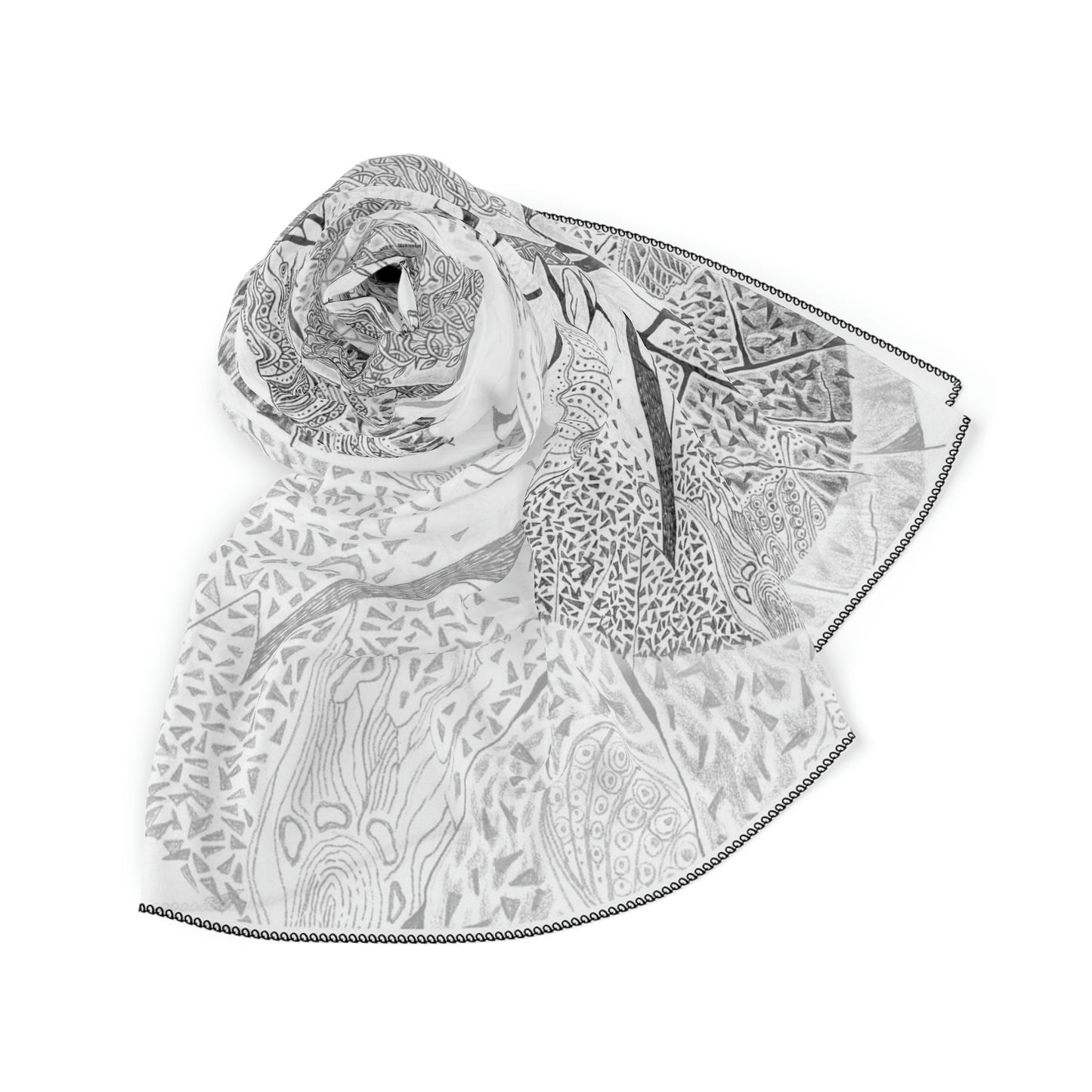 Chinese Years Zodiac Sign Poly Scarf (Snake) White