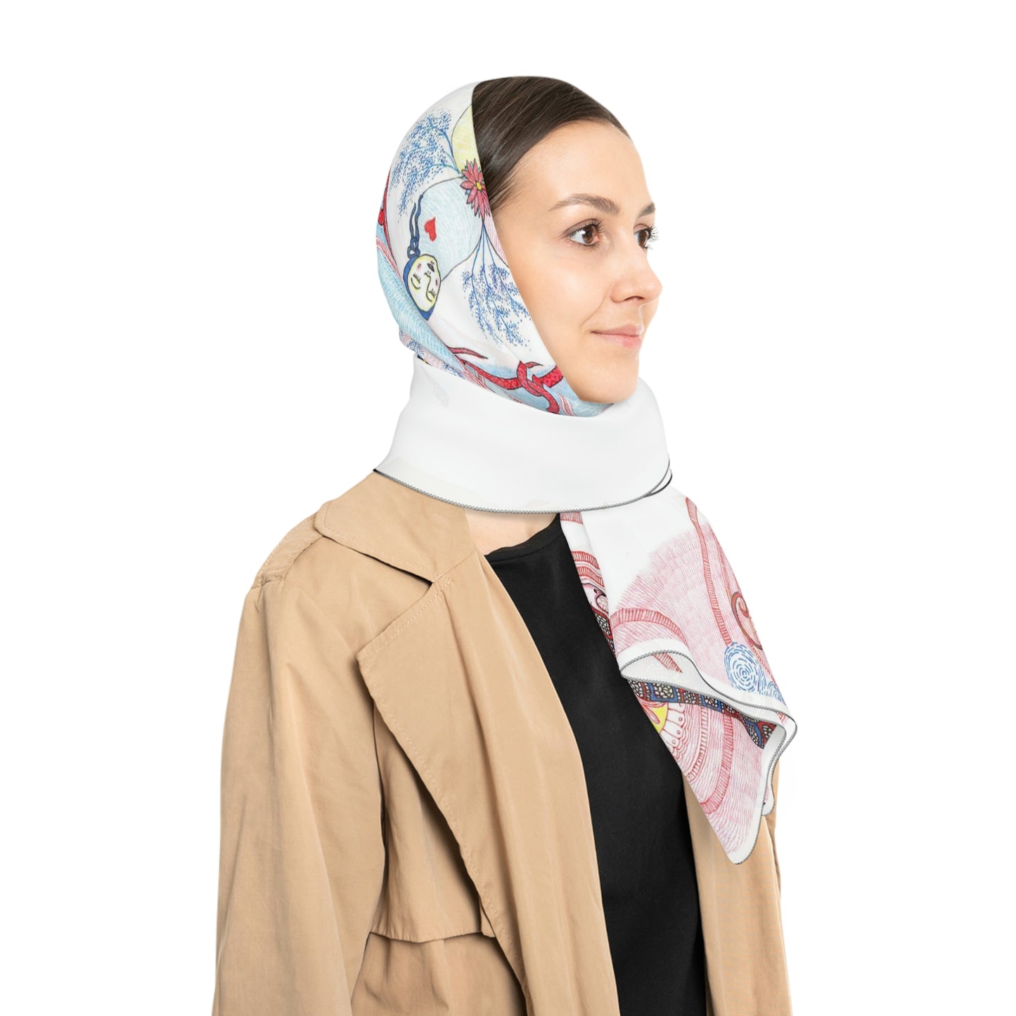 Art Poly Scarf (Fairytale) White