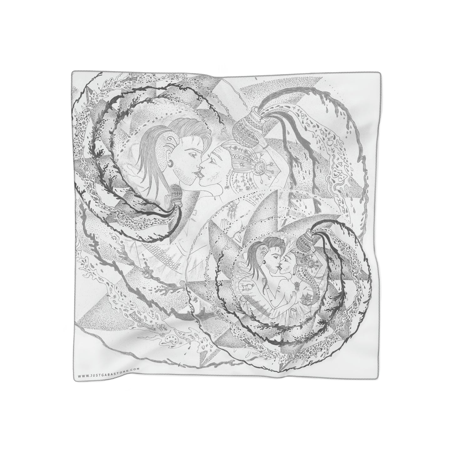 Chinese Years Zodiac Sign Poly Scarf (Pig) White
