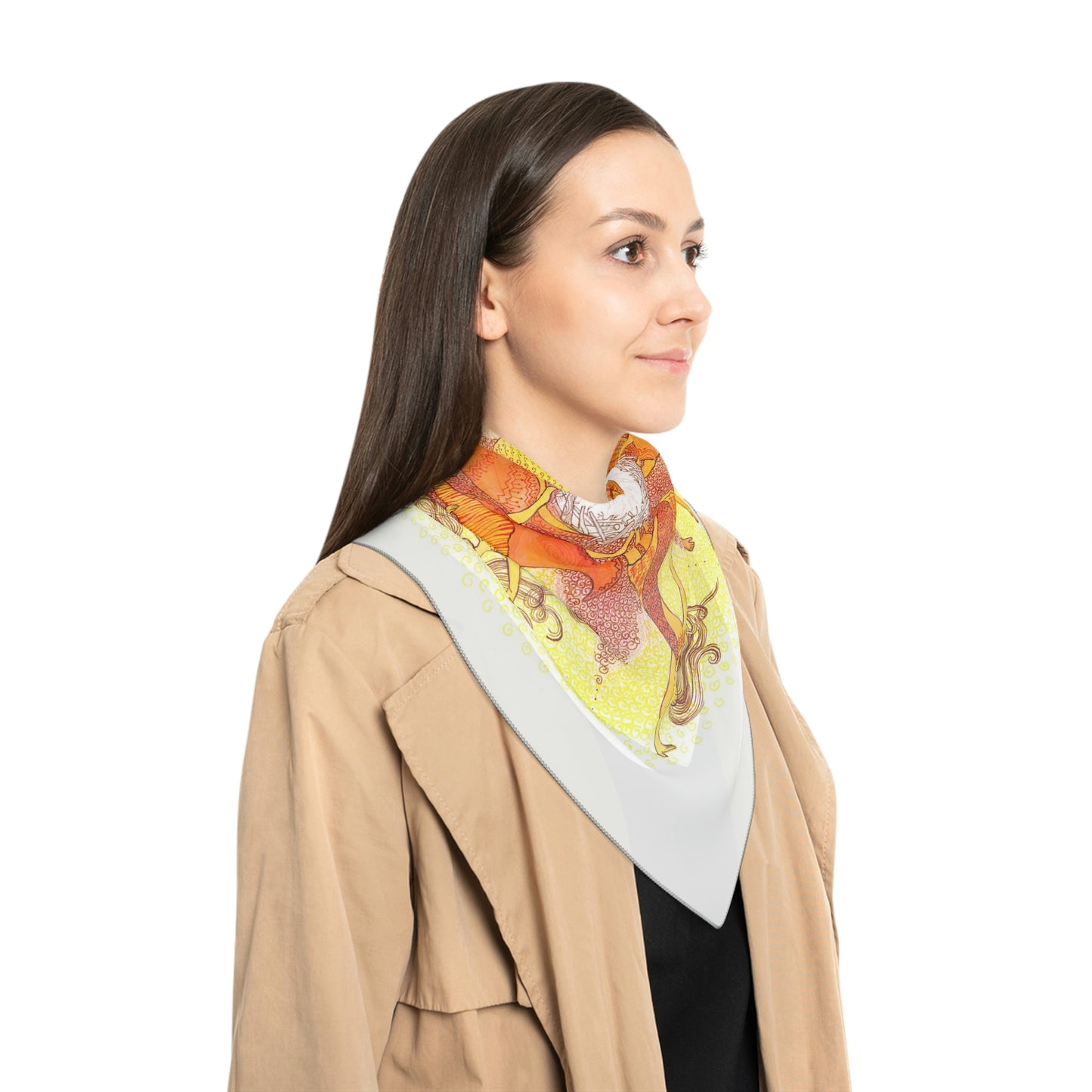 Art Poly Scarf (Dance) White