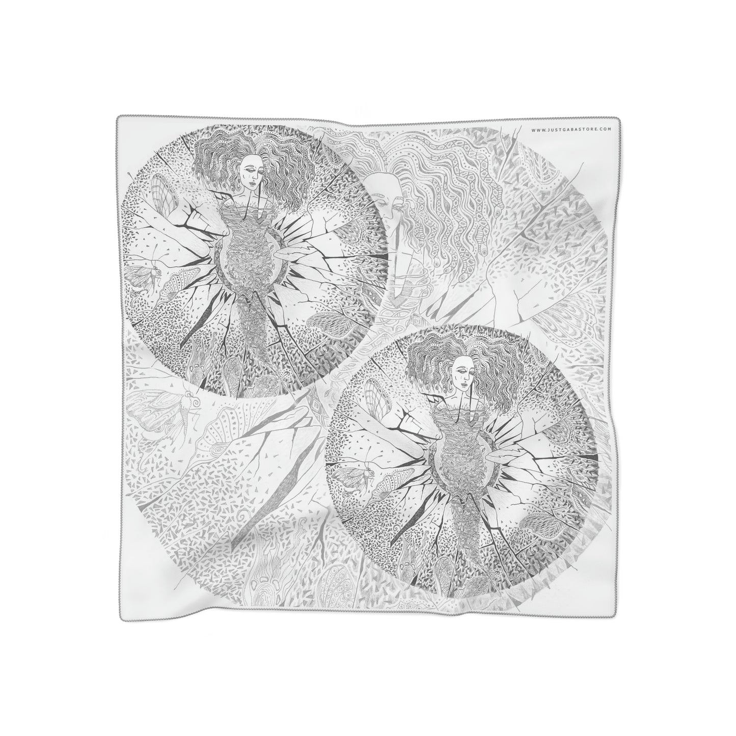 Chinese Years Zodiac Sign Poly Scarf (Snake) White
