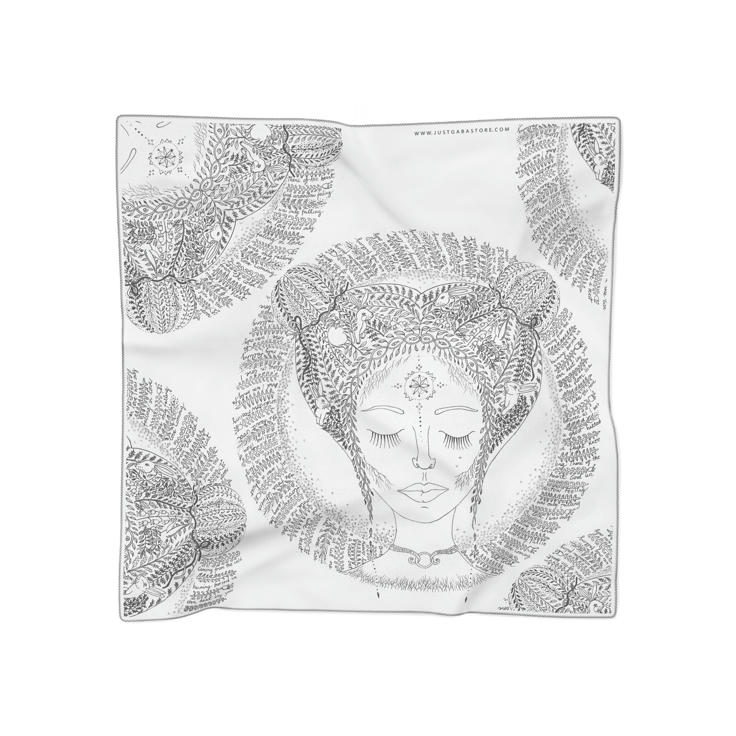 Chinese Years Zodiac Sign Poly Scarf (Rabbit) White
