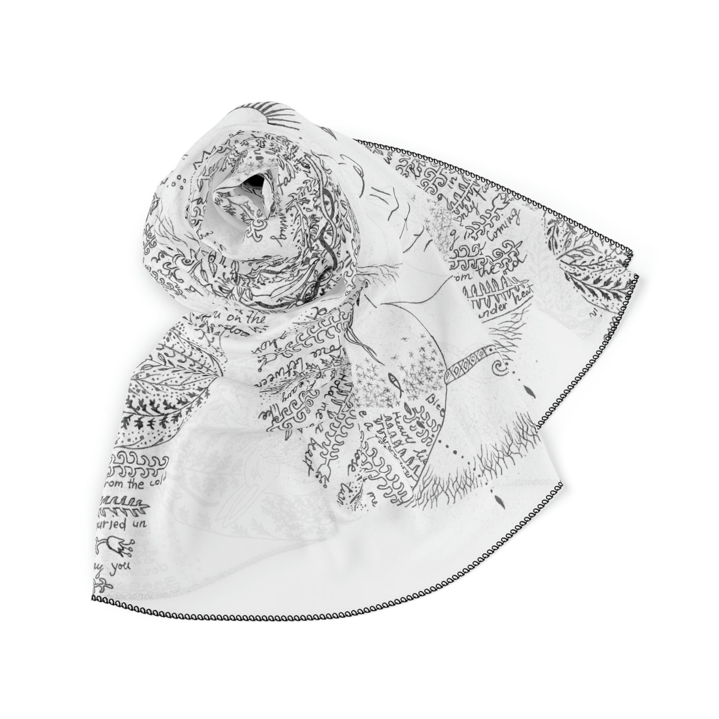 Chinese Years Zodiac Sign Poly Scarf (Rabbit) White