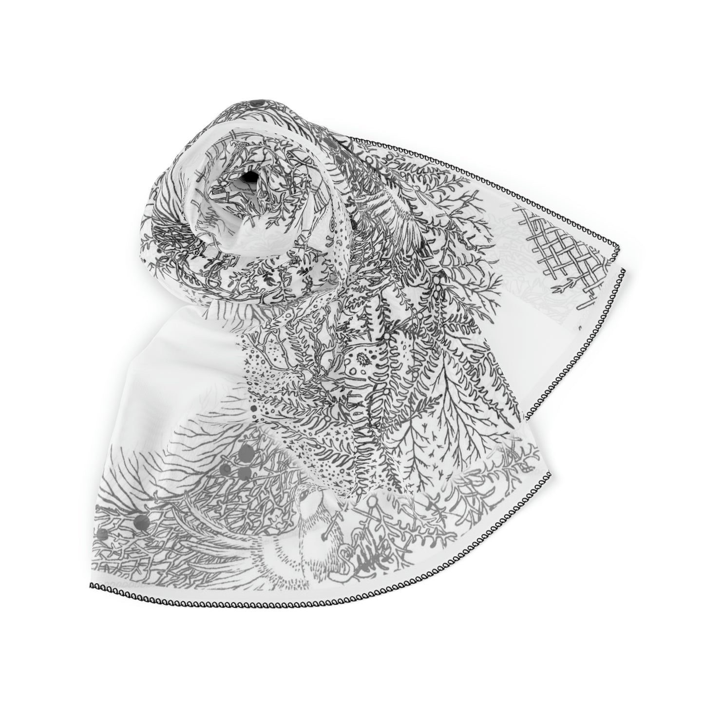 Art Poly Scarf (Birds) White