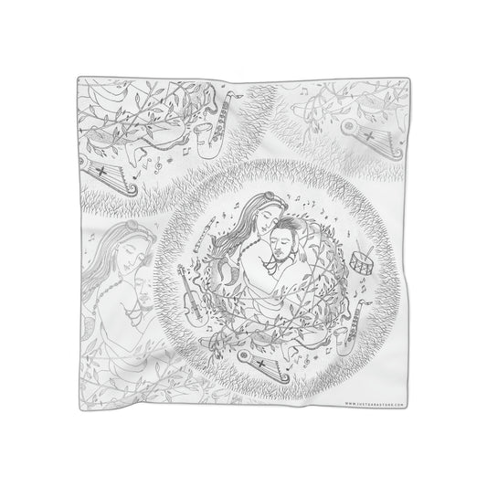 Chinese Years Zodiac Sign Poly Scarf (Ox) White