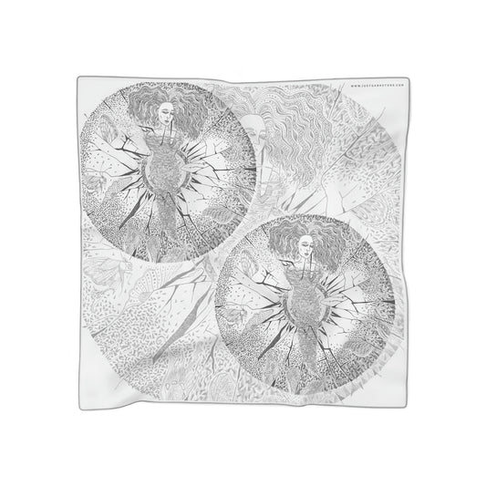 Chinese Years Zodiac Sign Poly Scarf (Snake) White